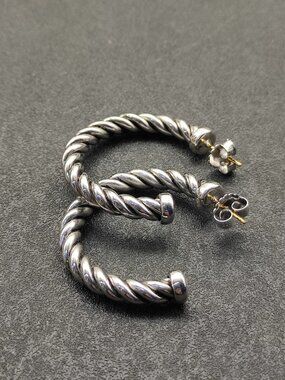 David Yurman 925 Silver Earrings with Original Pouch